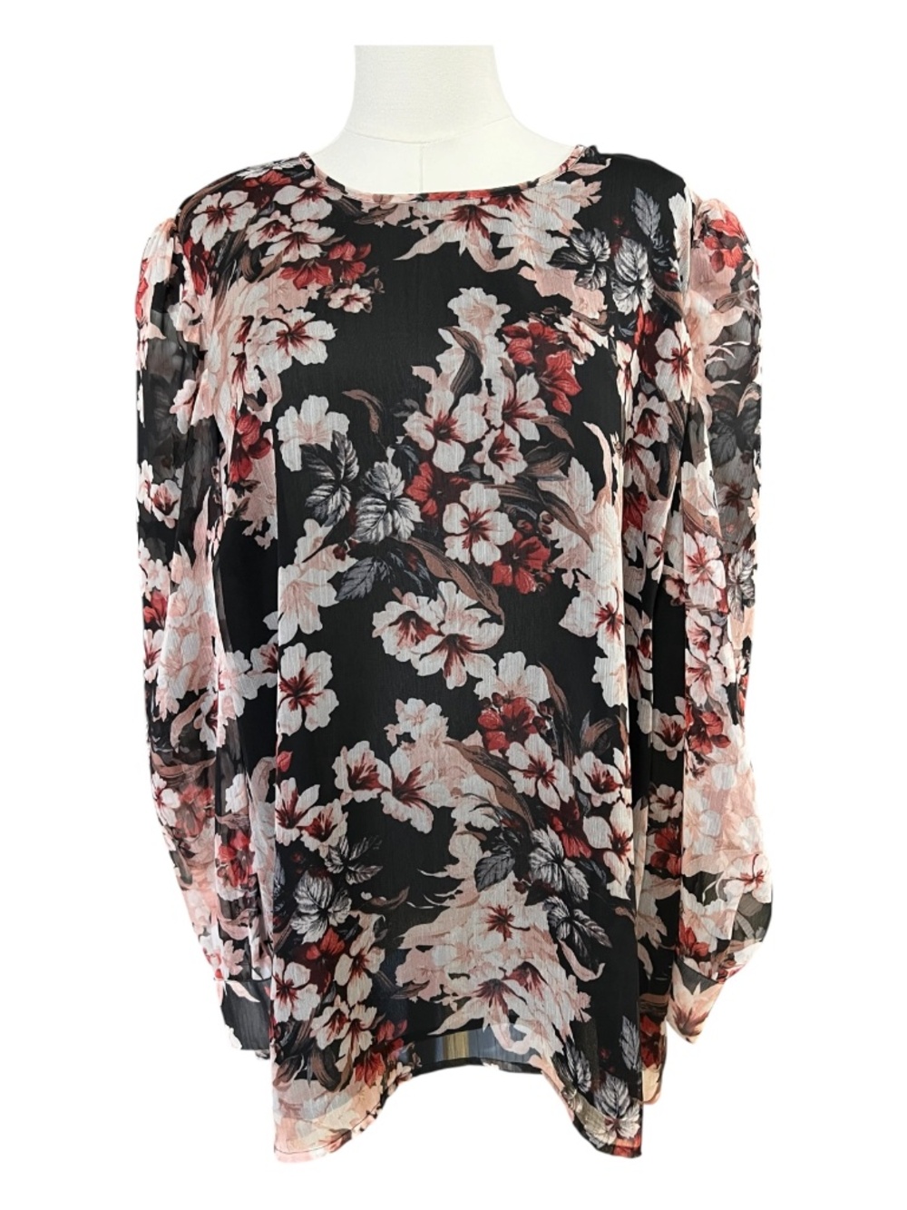 EUC Vince Camuto Timeless Blooms Floral Chiffon Top | Size 1X